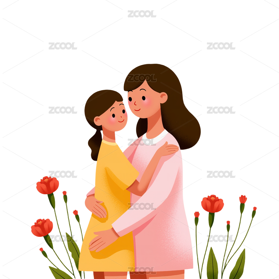 母親節(jié)慈愛的媽媽擁抱女兒Png免摳素材扁平漸變風(fēng)格（主預(yù)覽-9768479） - 未分類 - 站酷設(shè)計師明原創(chuàng)素材 - 站酷ZCOOL
