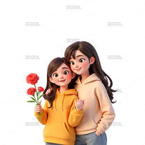2款母親節(jié)慈愛的媽媽擁抱女兒Png免摳素材3D風格（導航-9768473） - 未分類 - 站酷設計師明原創(chuàng)素材 - 站酷ZCOOL