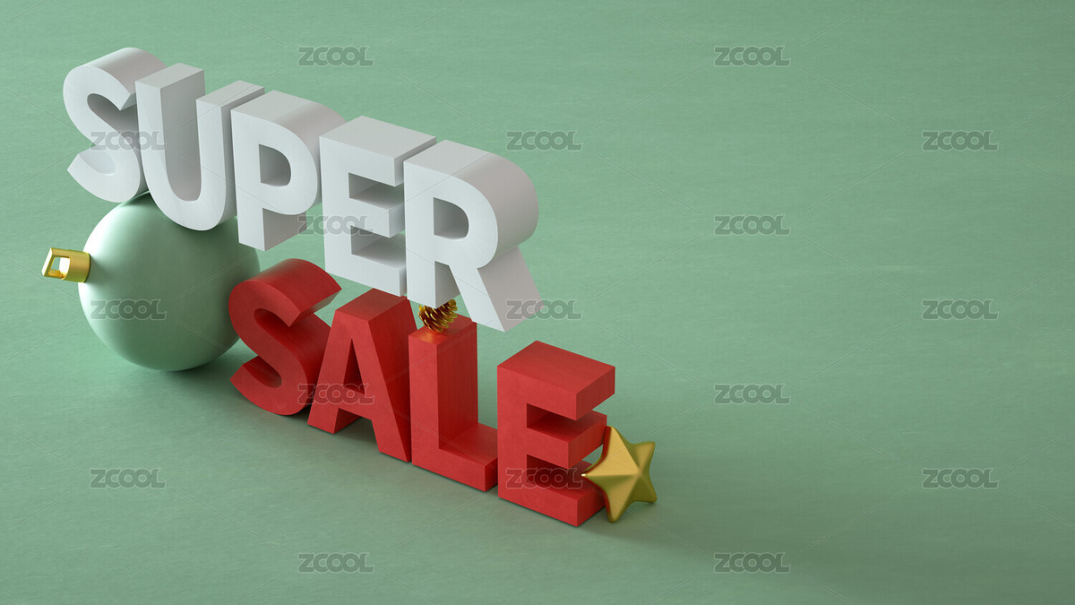 圣誕節(jié)題材的大賣super sale促銷文字，3d渲染（主預覽-8568054） - 未分類 - 站酷設計師王鵬wp128jojo原創(chuàng)素材 - 站酷ZCOOL
