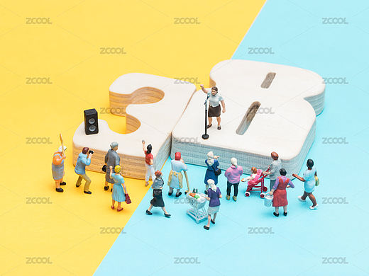 微缩摄影38妇女节女权演讲积木色彩
