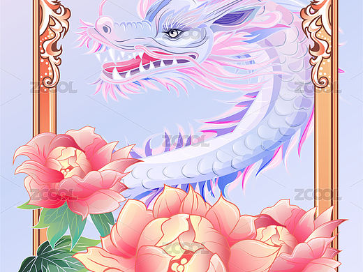 穆夏风矢量龙插画