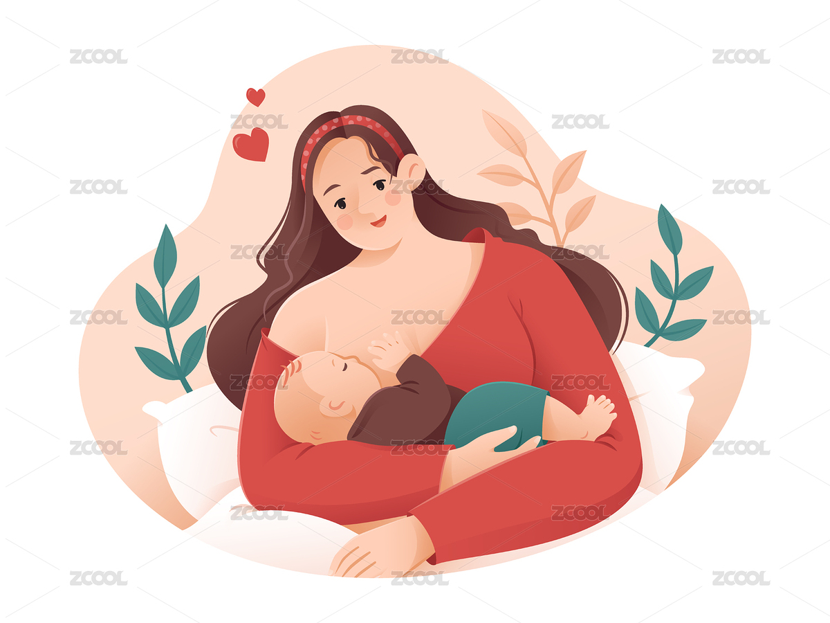 新手媽媽抱著嬰兒坐在醫(yī)院病床上喂奶插畫（主預覽-5596866） - 未分類 - 站酷設計師i2stay_520原創(chuàng)素材 - 站酷ZCOOL