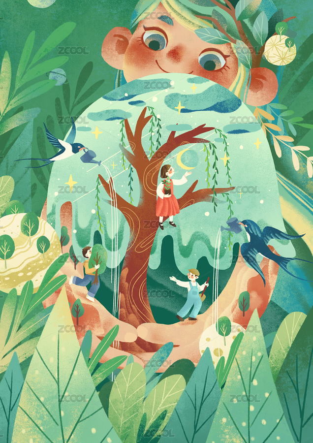 植树节插画（主预览-2534454） - 未分类 - 站酷设计师PIA囗o原创素材 - 站酷ZCOOL