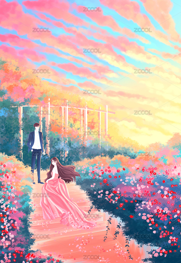 恋人在玫瑰色的日落中相遇（主预览-3102182） - 未分类 - 站酷设计师蔚蓝Blue_tree原创素材 - 站酷ZCOOL