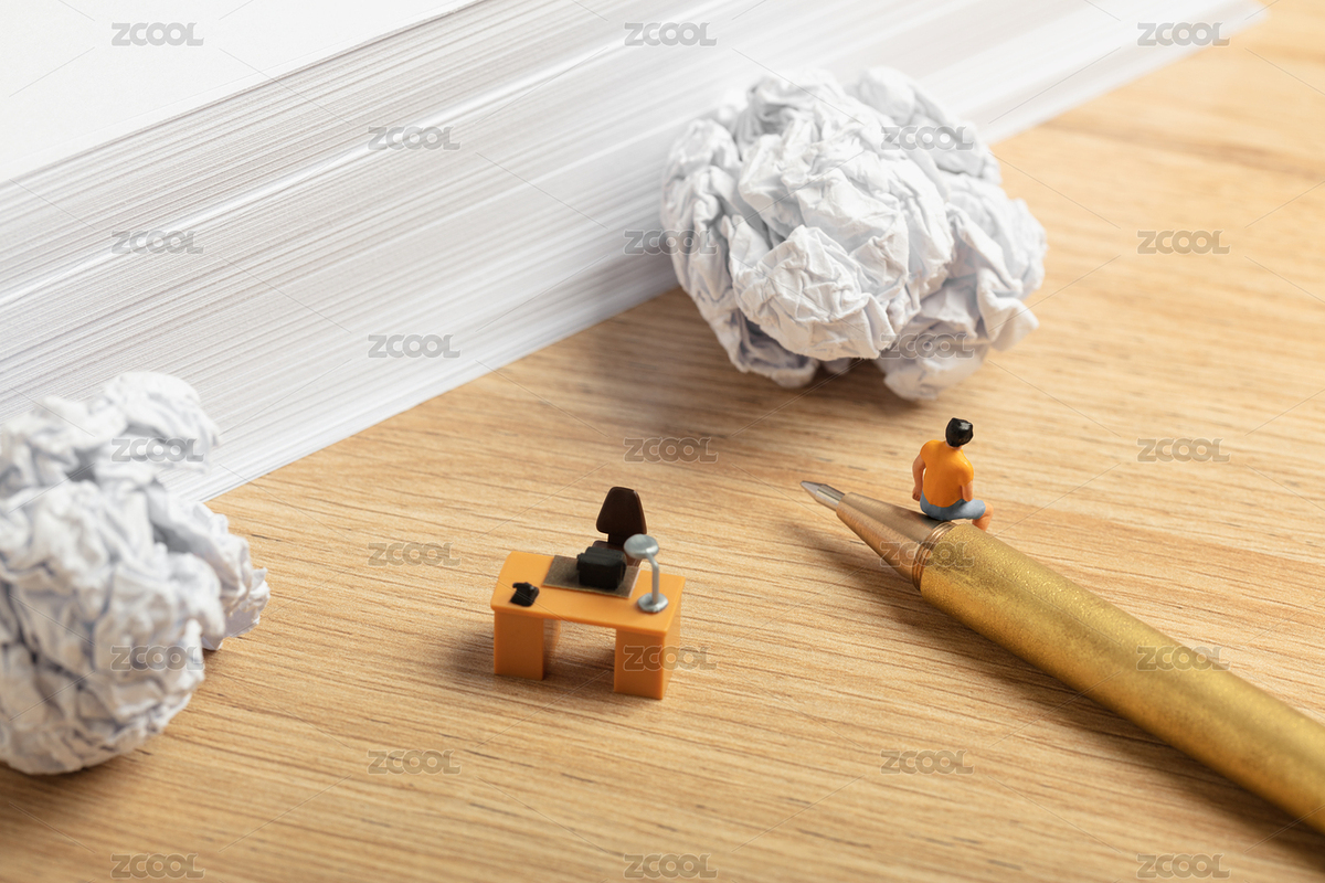 微缩创意写作困难废纸团思考的人（主预览-5336290） - 未分类 - 站酷设计师黑白凑原创素材 - 站酷ZCOOL