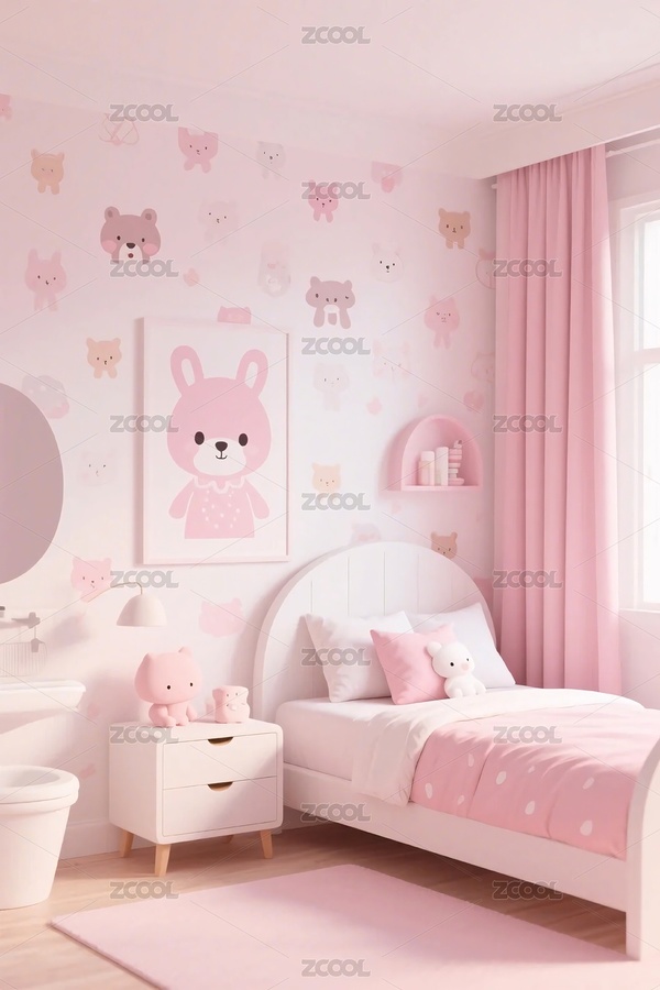粉色兒童臥室場景（主預(yù)覽-10973850） - 未分類 - 站酷設(shè)計(jì)師未來科技視覺原創(chuàng)素材 - 站酷ZCOOL