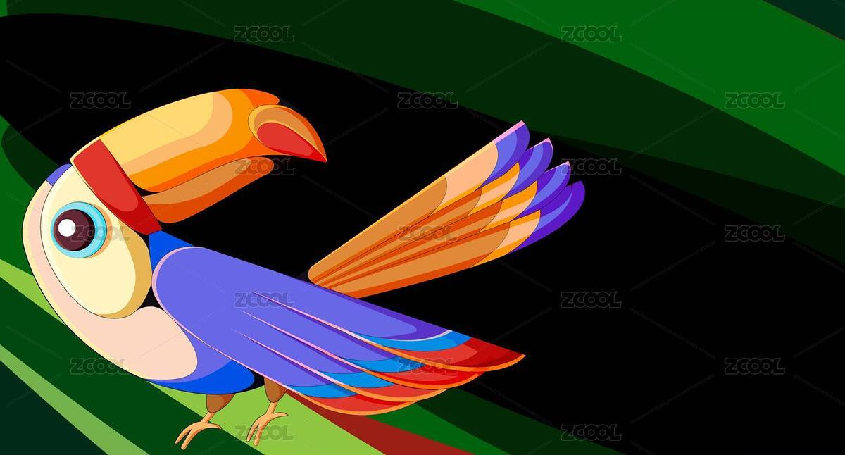 抽象森林樹洞前的鸚鵡矢量插畫海報設(shè)計模板（主預覽-7437255） - 未分類 - 站酷設(shè)計師榭丫莛原創(chuàng)素材 - 站酷ZCOOL