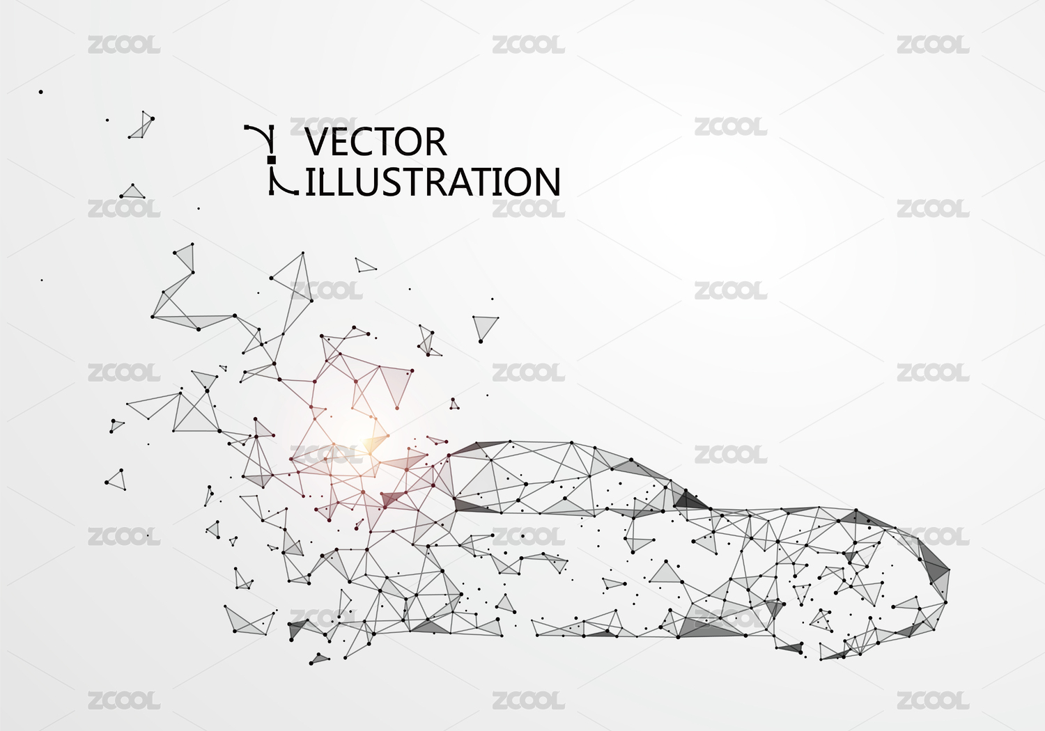 线条组成的虚拟汽车，矢量插图。