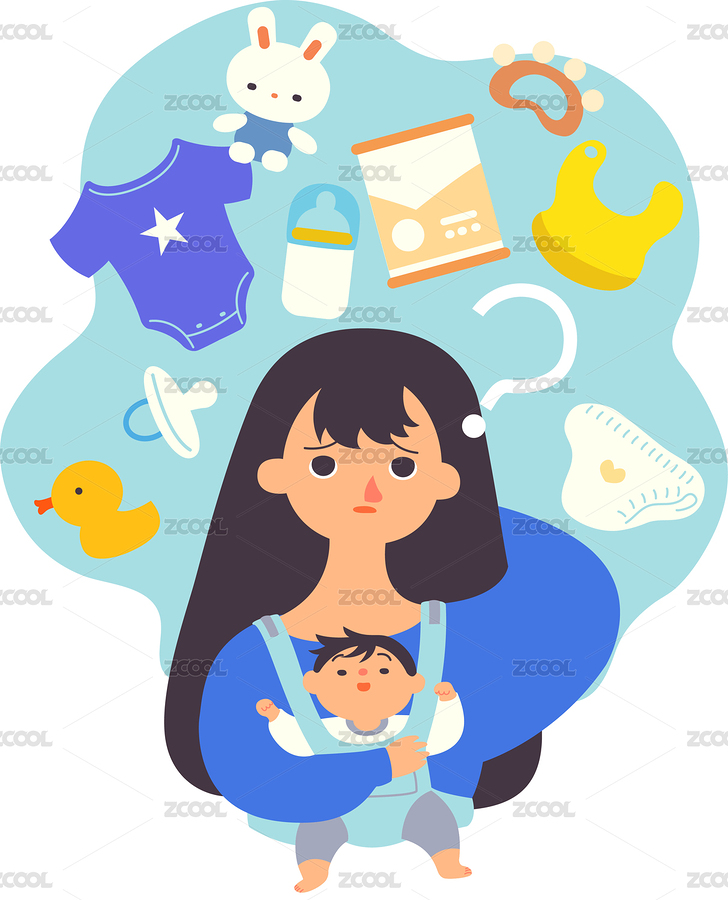 用腰凳抱著寶寶的媽媽對嬰兒用品滿頭疑惑（主預(yù)覽-1793989） - 未分類 - 站酷設(shè)計(jì)師呀哆yaduo原創(chuàng)素材 - 站酷ZCOOL