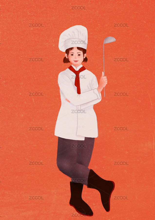 拿菜勺的穿著廚師服的女廚師（主預覽-7652932） - 未分類 - 站酷設計師21的插畫生活原創(chuàng)素材 - 站酷ZCOOL