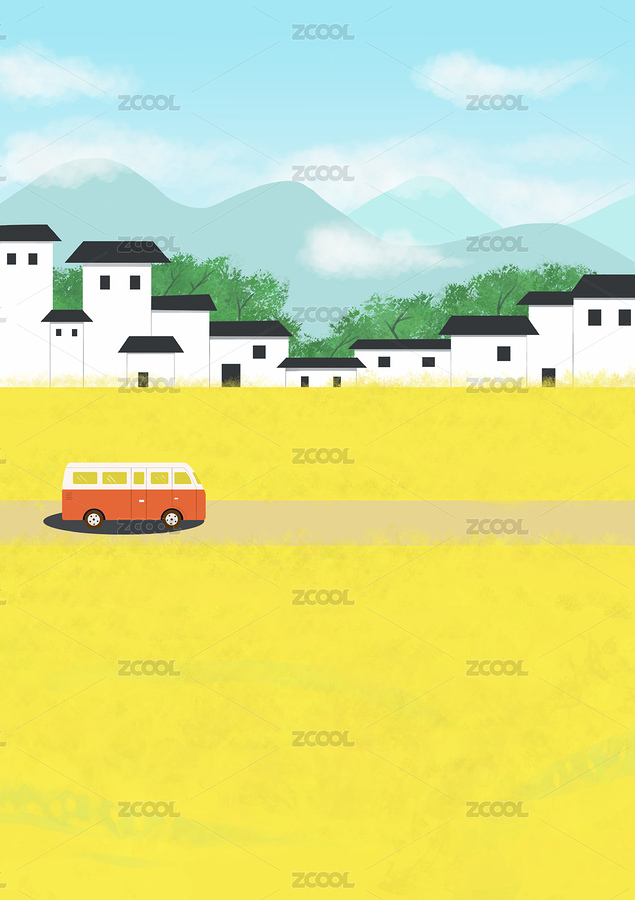 春天油菜花田中旅游的大巴车（主预览-4223749） - 未分类 - 站酷设计师任屹云原创素材 - 站酷ZCOOL