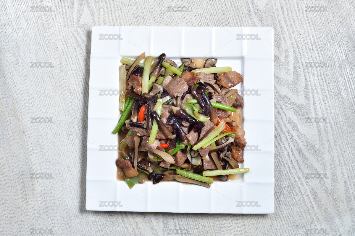 一盤芹菜黑皮雞樅菇炒肉片（主預覽-138644） - 未分類 - 站酷設計師云從影原創(chuàng)素材 - 站酷ZCOOL
