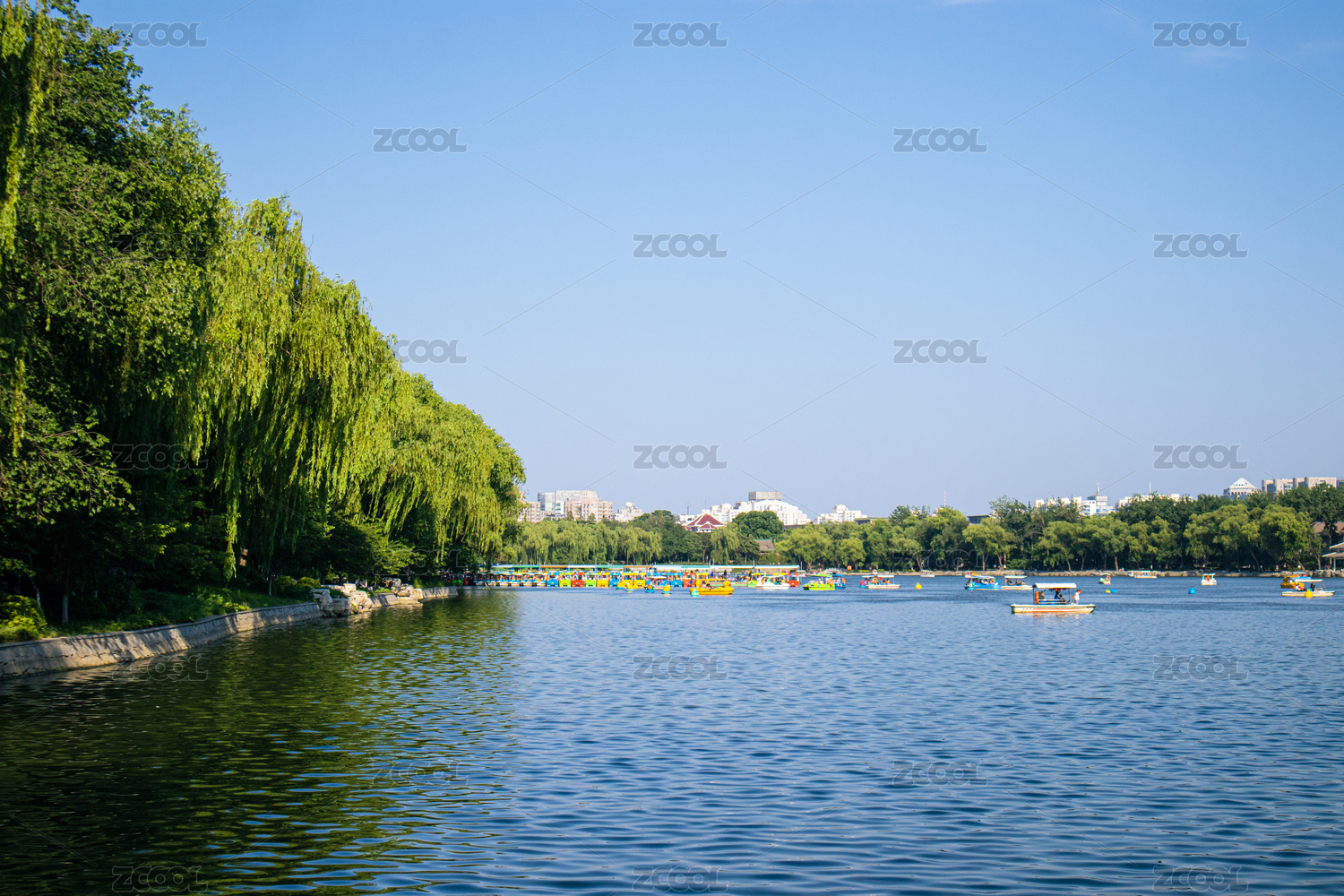 北京玉渊潭公园湖岸风光摄影