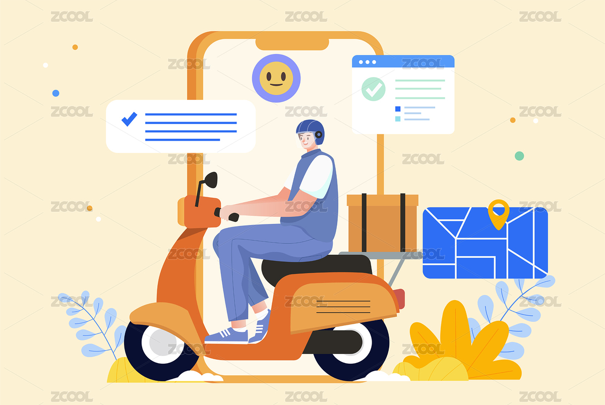 移動(dòng)互聯(lián)網(wǎng)快遞配送（主預(yù)覽-8659222） - 未分類 - 站酷設(shè)計(jì)師速寫(xiě)84原創(chuàng)素材 - 站酷ZCOOL