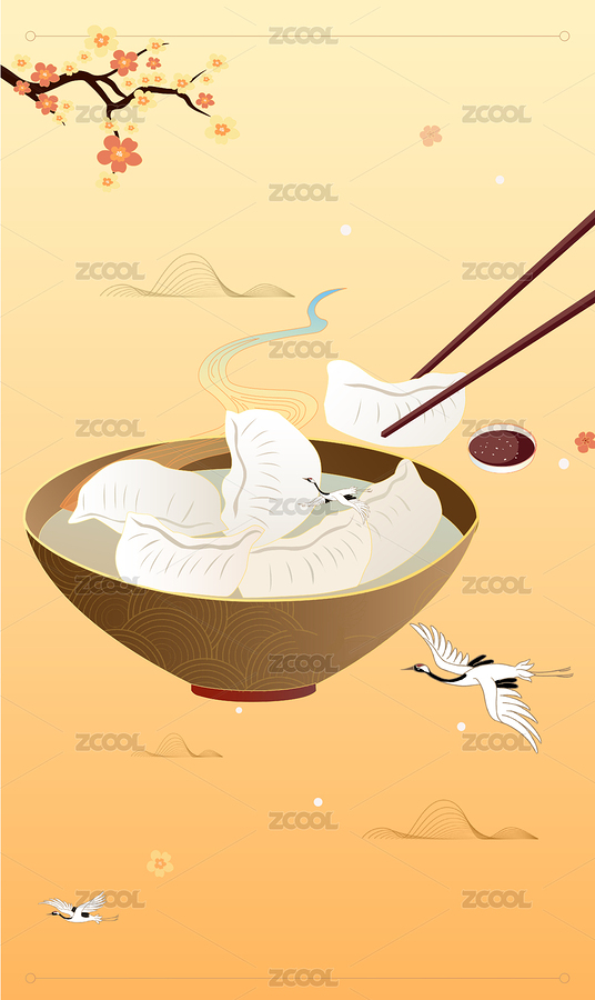 冬至吃餃子手繪插畫中國風(fēng)海報（主預(yù)覽-7310656） - 未分類 - 站酷設(shè)計師cjlove1122原創(chuàng)素材 - 站酷ZCOOL