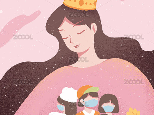 妇女节女王节女神节扁平女性爱意关怀粉色