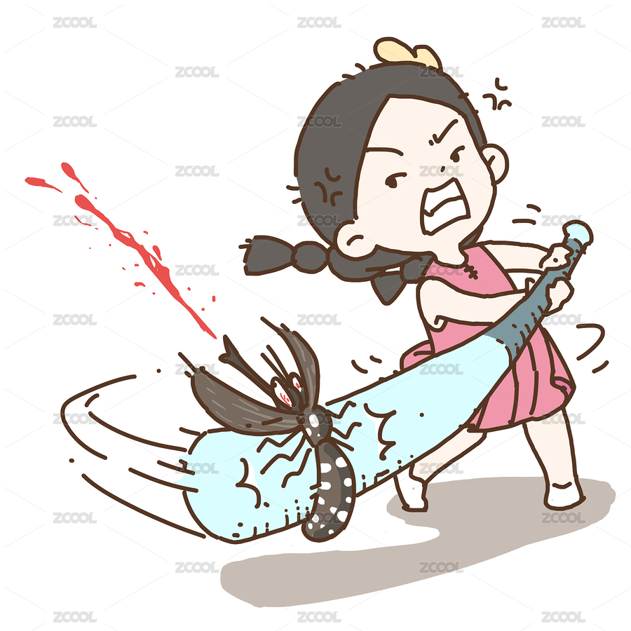 揮動(dòng)棒球棒打蚊子的小女孩（主預(yù)覽-4690643） - 未分類 - 站酷設(shè)計(jì)師白灼小烏賊原創(chuàng)素材 - 站酷ZCOOL
