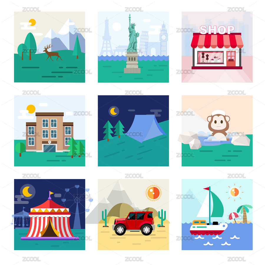 旅行购物矢量小图标（主预览-731171） - 未分类 - 站酷设计师猫贱贱原创素材 - 站酷ZCOOL