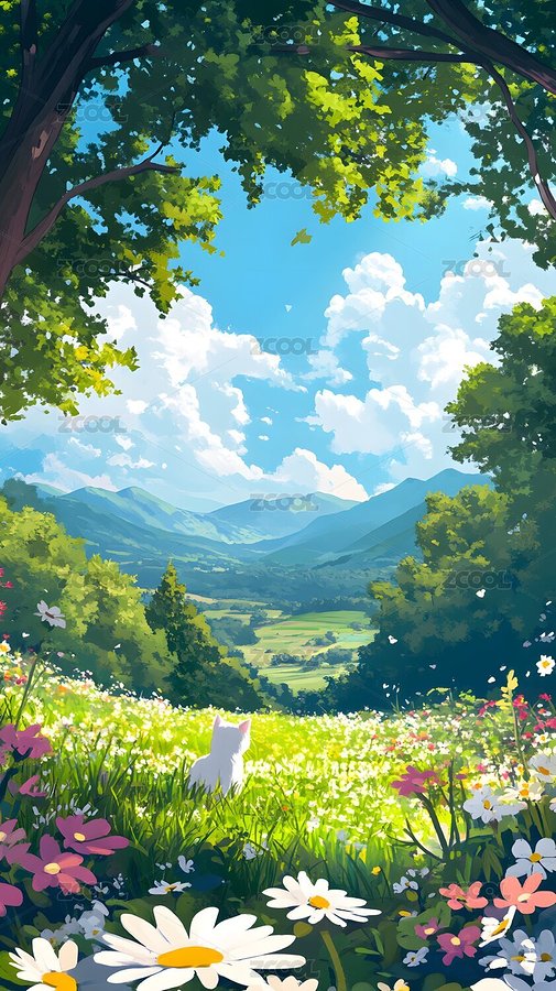 小清新风景插画大自然春天晴朗的户外场景（主预览-8794554） - 未分类 - 站酷设计师DEX2011原创素材 - 站酷ZCOOL