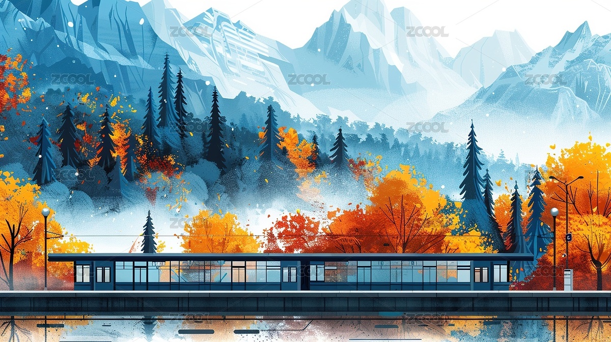 秋天的車(chē)站站臺(tái)（主預(yù)覽-8796212） - 未分類(lèi) - 站酷設(shè)計(jì)師Anniebugu原創(chuàng)素材 - 站酷ZCOOL
