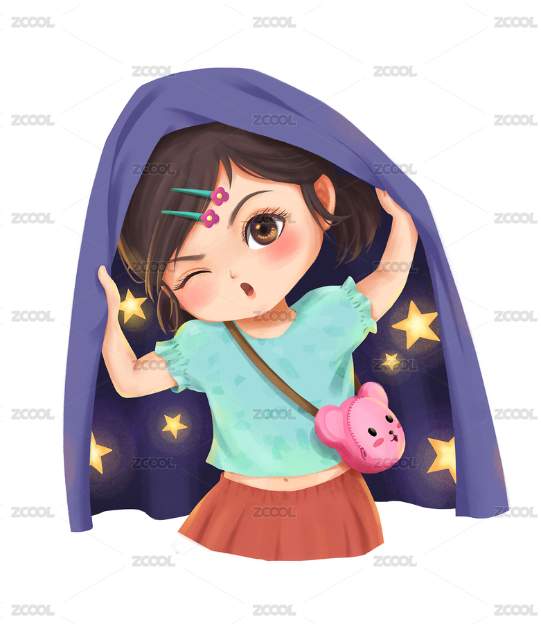 披著毯子躲貓貓的可愛小女孩（主預(yù)覽-7552997） - 未分類 - 站酷設(shè)計師宣彤在畫畫原創(chuàng)素材 - 站酷ZCOOL