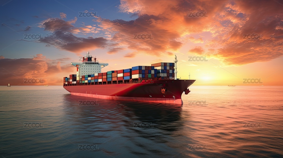 集裝箱貨船貨輪在日落的海上航行（主預覽-5787901） - 未分類 - 站酷設計師蘿卜頭愛旅游原創(chuàng)素材 - 站酷ZCOOL