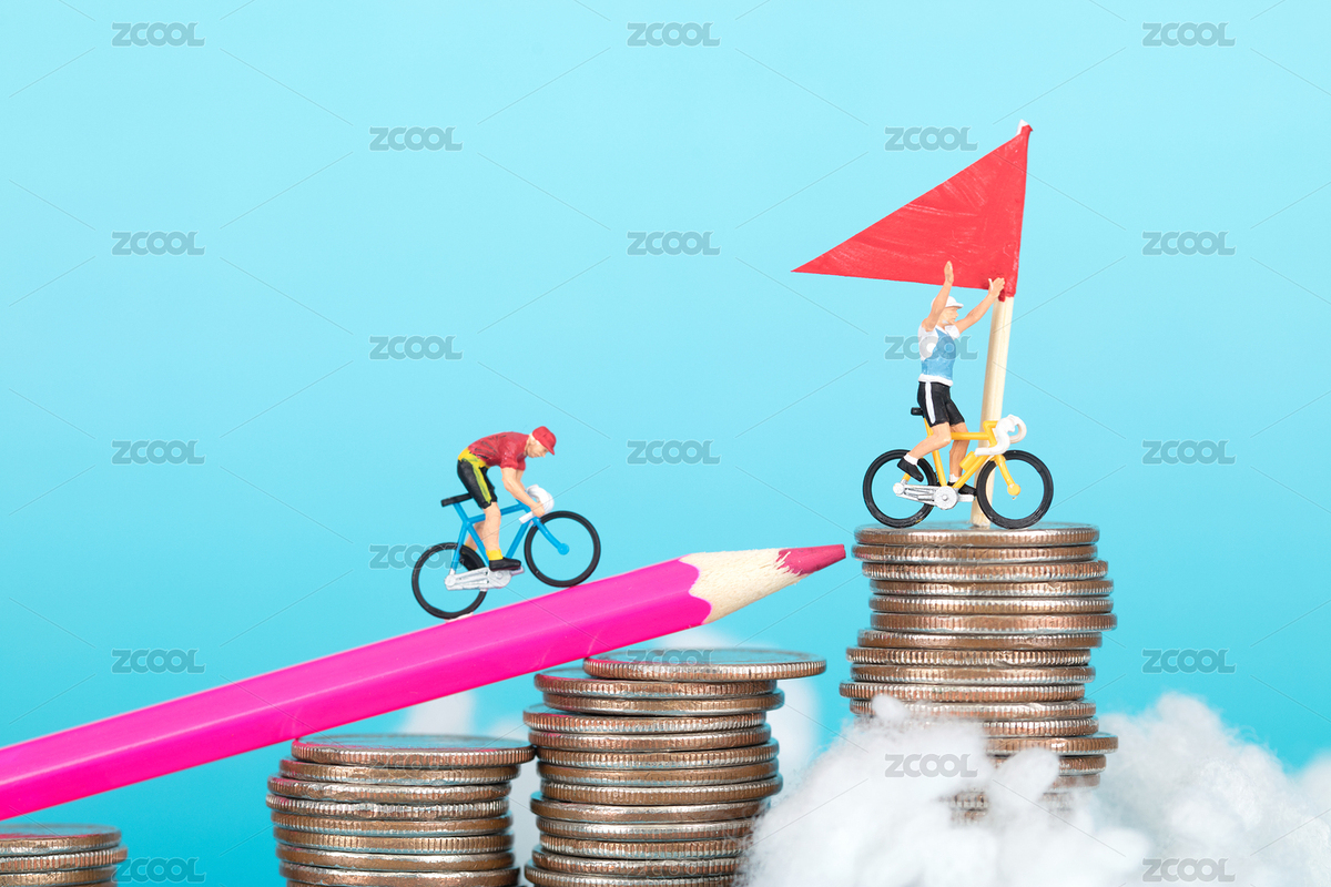 騎手騎車的模型騎行在搭載在硬幣上的鉛筆上（主預覽-6862443） - 未分類 - 站酷設(shè)計師小羽怪原創(chuàng)素材 - 站酷ZCOOL