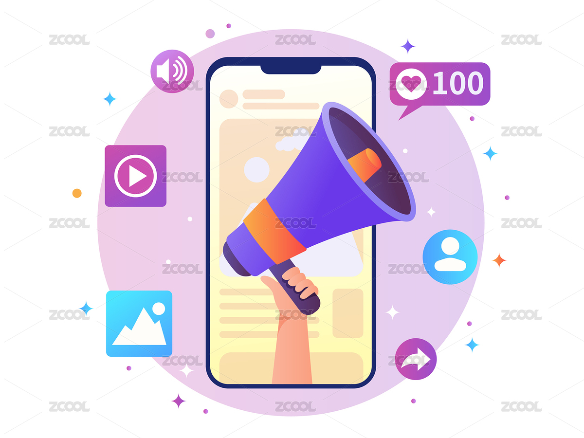 手拿喇叭在手機(jī)里面通知公告矢量插畫(huà)（主預(yù)覽-8400347） - 未分類(lèi) - 站酷設(shè)計(jì)師SA九五二七原創(chuàng)素材 - 站酷ZCOOL