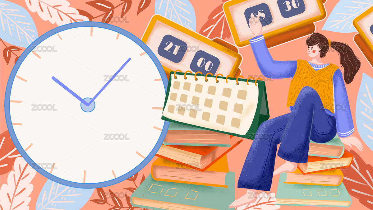 banner开屏插画如何管理时间时钟日历（主预览-3832955） - 未分类 - 站酷设计师猫鹰鱼原创素材 - 站酷ZCOOL
