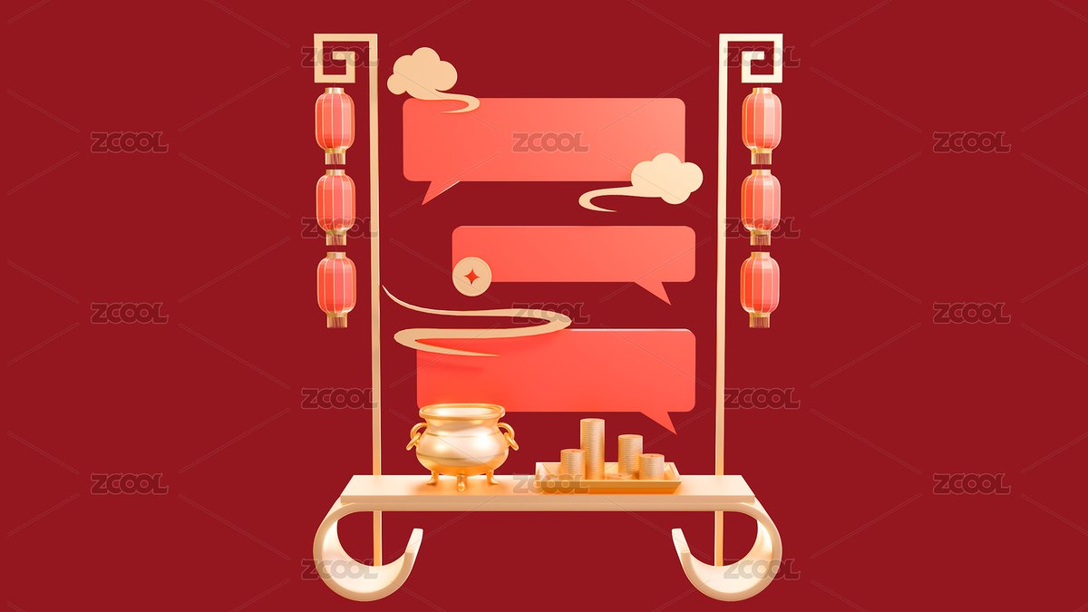 3d中式年貨節(jié)春節(jié)集市攤喜慶場景元素插畫（主預覽-6593947） - 未分類 - 站酷設計師monster藍原創(chuàng)素材 - 站酷ZCOOL