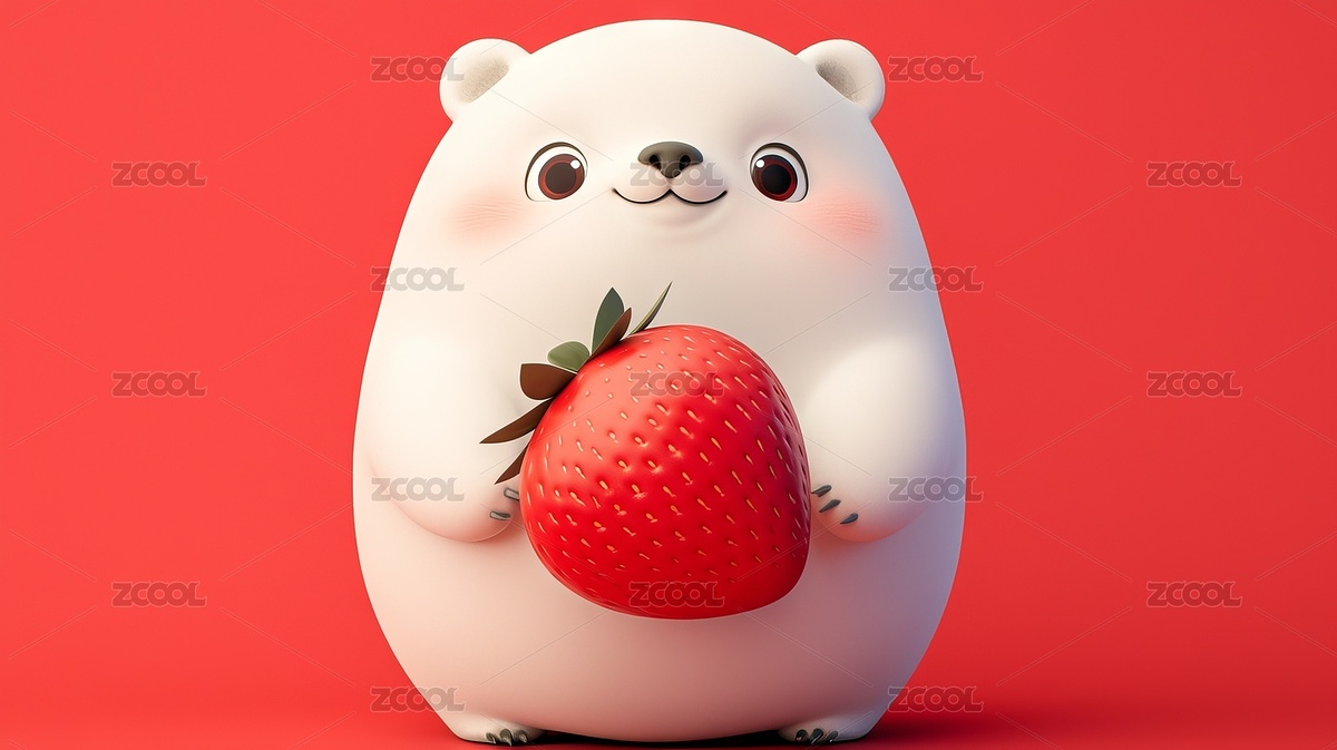 一只拿著草莓的小白熊（主預(yù)覽-7436432） - 未分類 - 站酷設(shè)計師瑾山原創(chuàng)素材 - 站酷ZCOOL