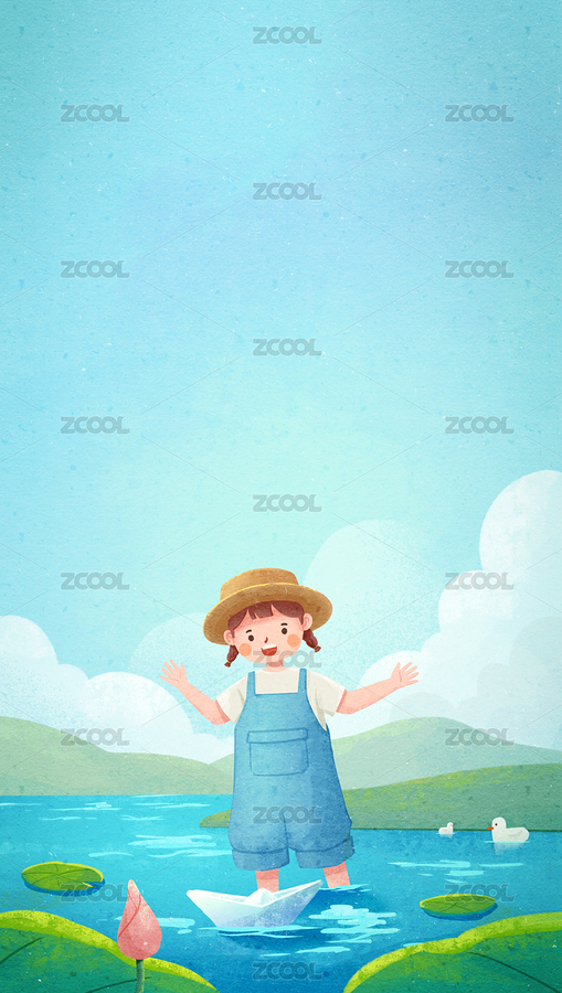 節(jié)氣之小暑大暑女孩玩耍插畫（主預(yù)覽-1133720） - 未分類 - 站酷設(shè)計(jì)師大鯨愛(ài)吃魚原創(chuàng)素材 - 站酷ZCOOL