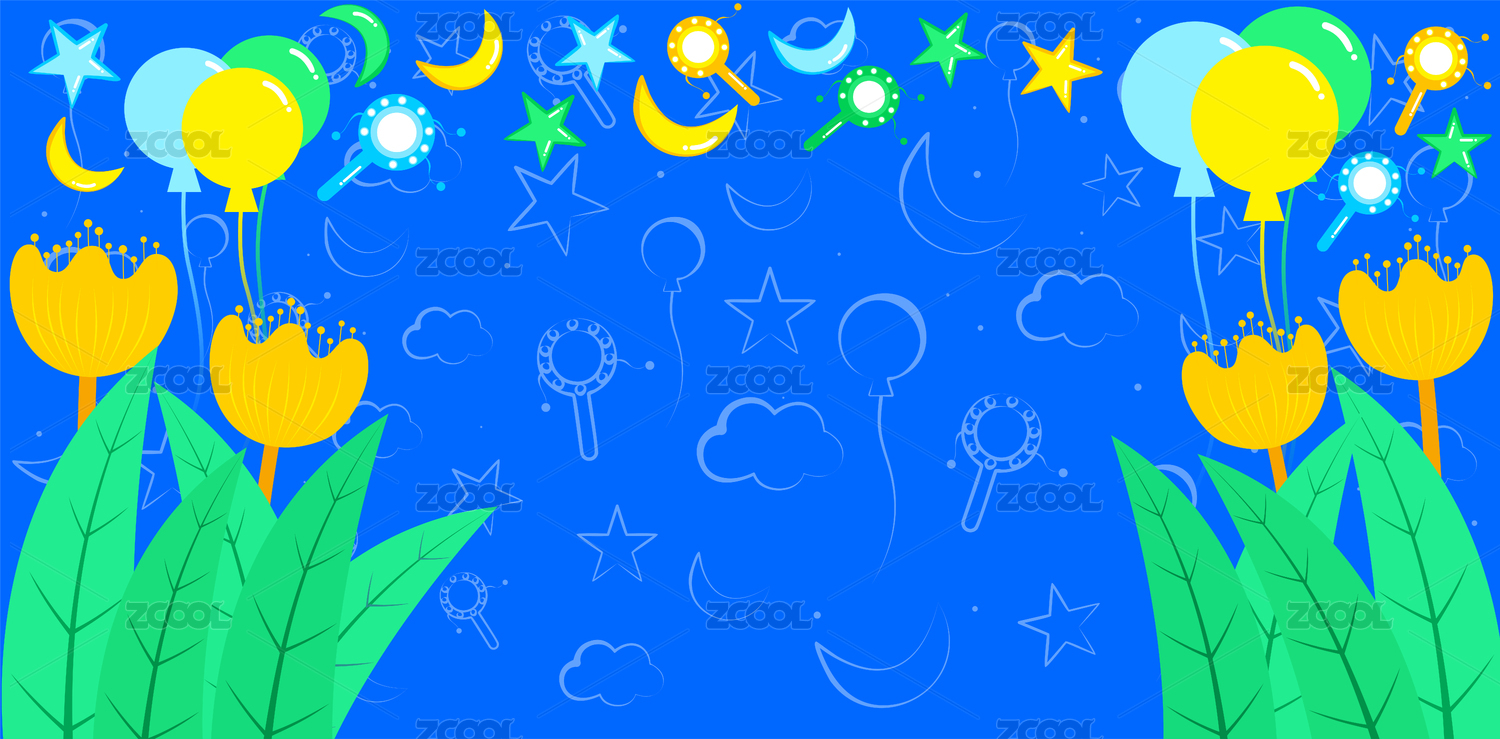 玩具花朵气球矢量插画背景