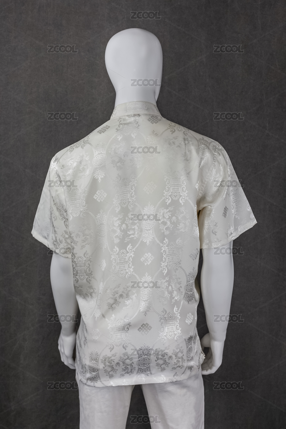 夏季男式龙纹丝织唐式服装