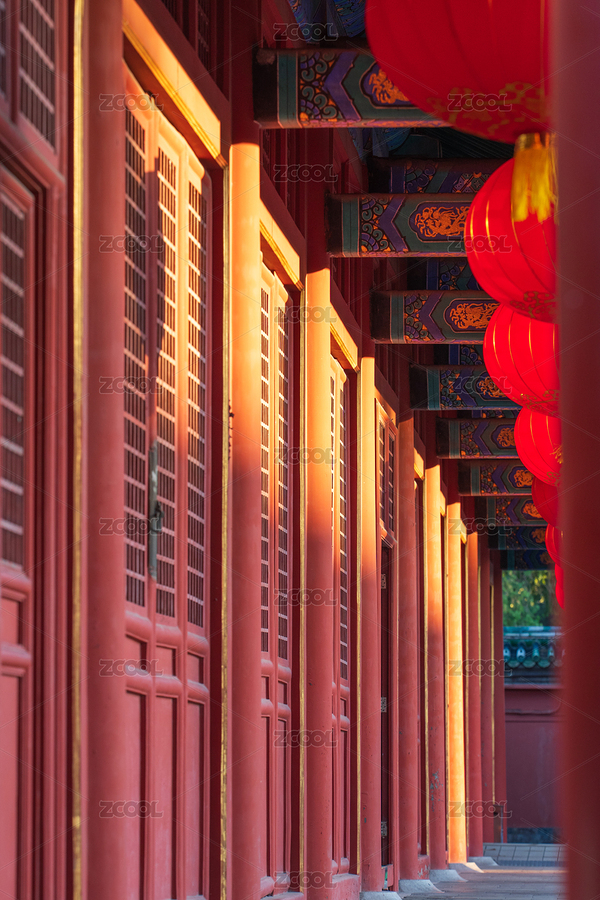 夕陽照射下古建筑紅柱長廊（主預覽-12220165） - 未分類 - 站酷設(shè)計師秋砜原創(chuàng)素材 - 站酷ZCOOL