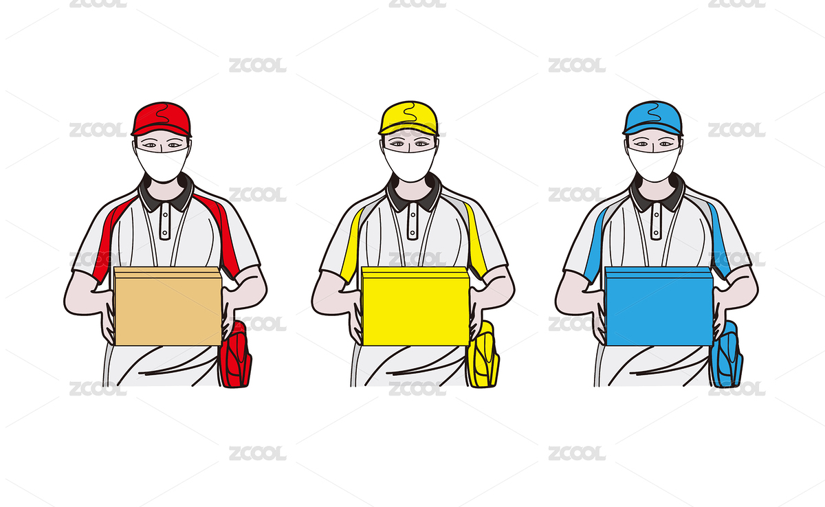手繪戴口罩送包裹的快遞小哥插畫（主預(yù)覽-1771234） - 未分類 - 站酷設(shè)計師汪流全原創(chuàng)素材 - 站酷ZCOOL
