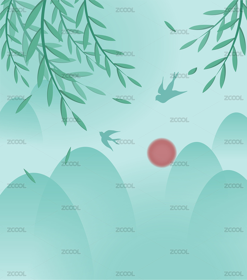 中國風(fēng)春天柳葉和飛燕矢量插畫（主預(yù)覽-8995583） - 未分類 - 站酷設(shè)計師瘋了的圓橙子原創(chuàng)素材 - 站酷ZCOOL