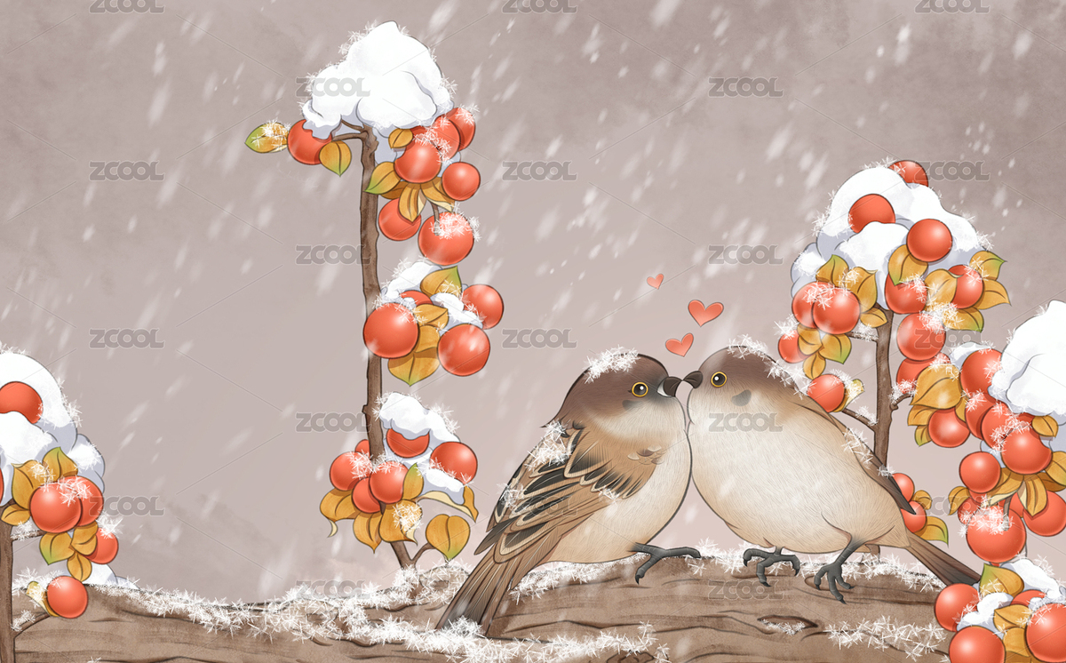 冬天树枝上停着两只小鸟（主预览-8675828） - 未分类 - 站酷设计师SYF朝生原创素材 - 站酷ZCOOL