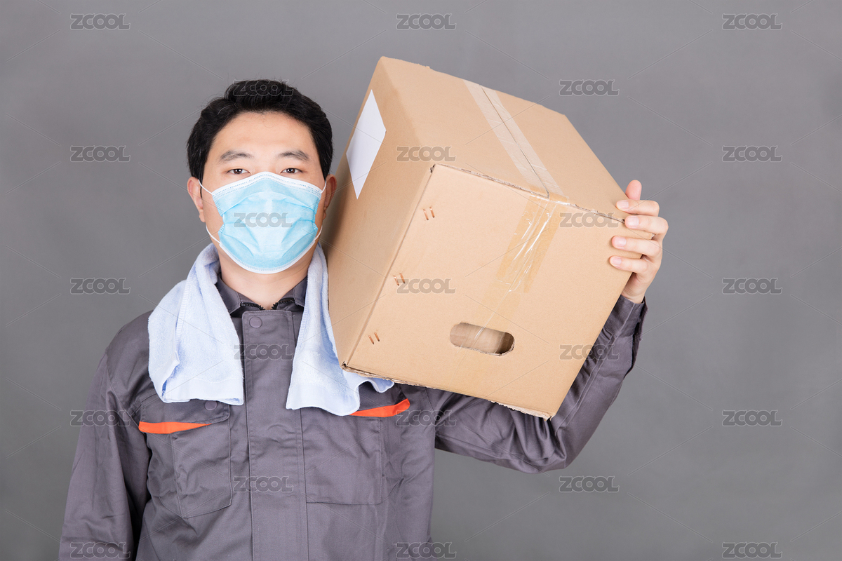戴口罩的快遞員送快遞（主預覽-8550684） - 未分類 - 站酷設計師小羽怪原創(chuàng)素材 - 站酷ZCOOL