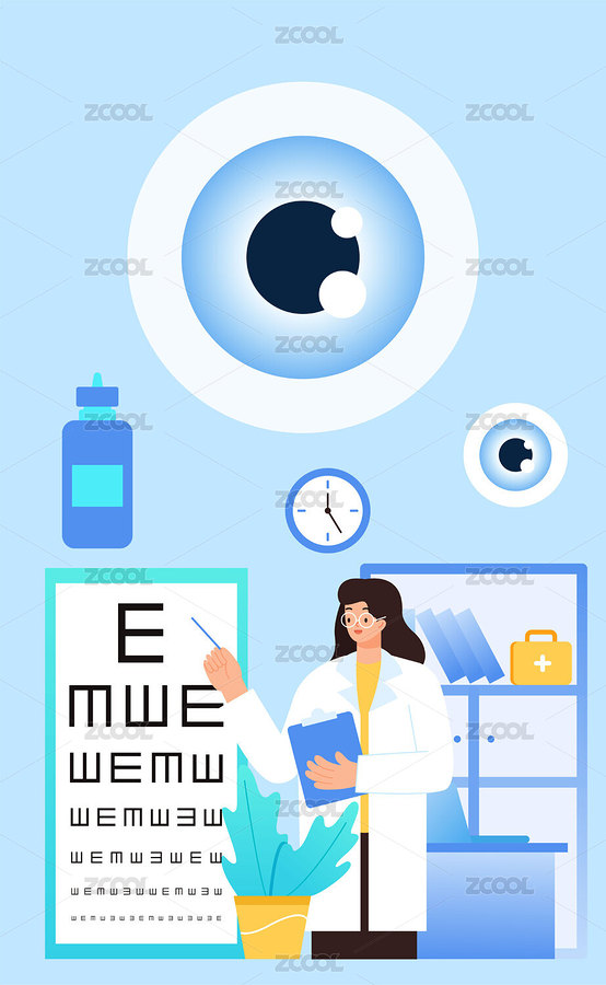 眼科醫(yī)生做檢查矢量插畫（主預(yù)覽-1602656） - 未分類 - 站酷設(shè)計(jì)師小李我就這樣啦原創(chuàng)素材 - 站酷ZCOOL