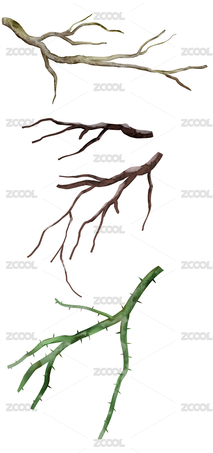 水彩風(fēng)格樹(shù)枝樹(shù)木插畫元素（主預(yù)覽-2577000） - 未分類 - 站酷設(shè)計(jì)師他山之石hyde原創(chuàng)素材 - 站酷ZCOOL