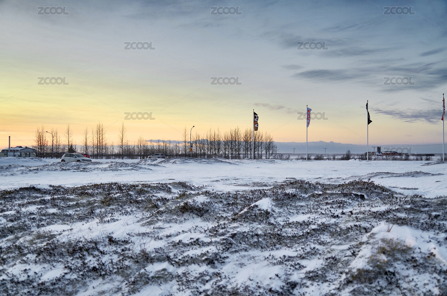 Snow desert winter landscape in Iceland