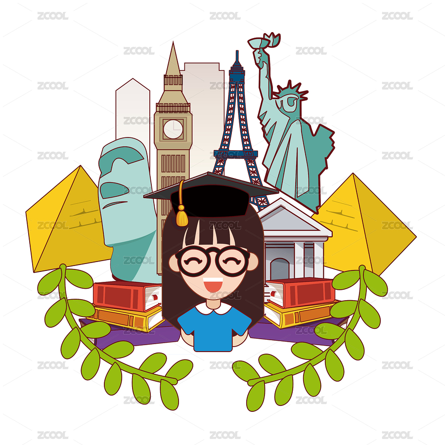海外留學(xué)咨詢插畫(huà)（主預(yù)覽-5601163） - 未分類 - 站酷設(shè)計(jì)師庚申金原創(chuàng)素材 - 站酷ZCOOL