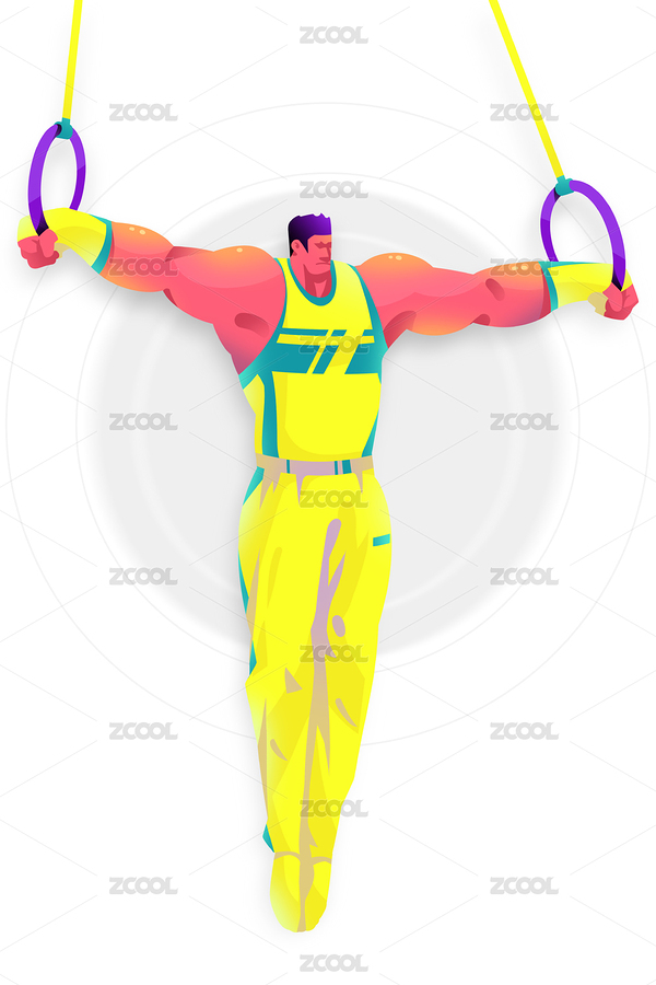 男運動員練體操吊環(huán)的插畫（主預覽-4709104） - 未分類 - 站酷設計師亂畫的示綺原創(chuàng)素材 - 站酷ZCOOL