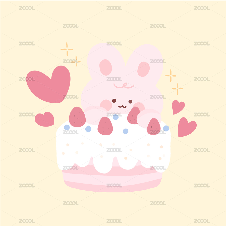 草莓蛋糕兔兔（主預(yù)覽-6413823） - 未分類 - 站酷設(shè)計(jì)師甜豆白白原創(chuàng)素材 - 站酷ZCOOL