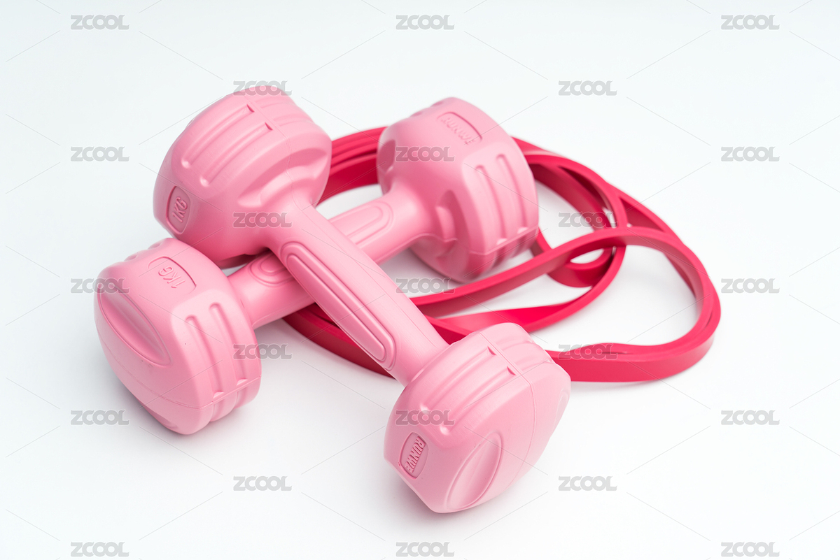 一對粉紅色的啞鈴和紅色拉力帶（主預(yù)覽-6321591） - 未分類 - 站酷設(shè)計(jì)師calvin99原創(chuàng)素材 - 站酷ZCOOL