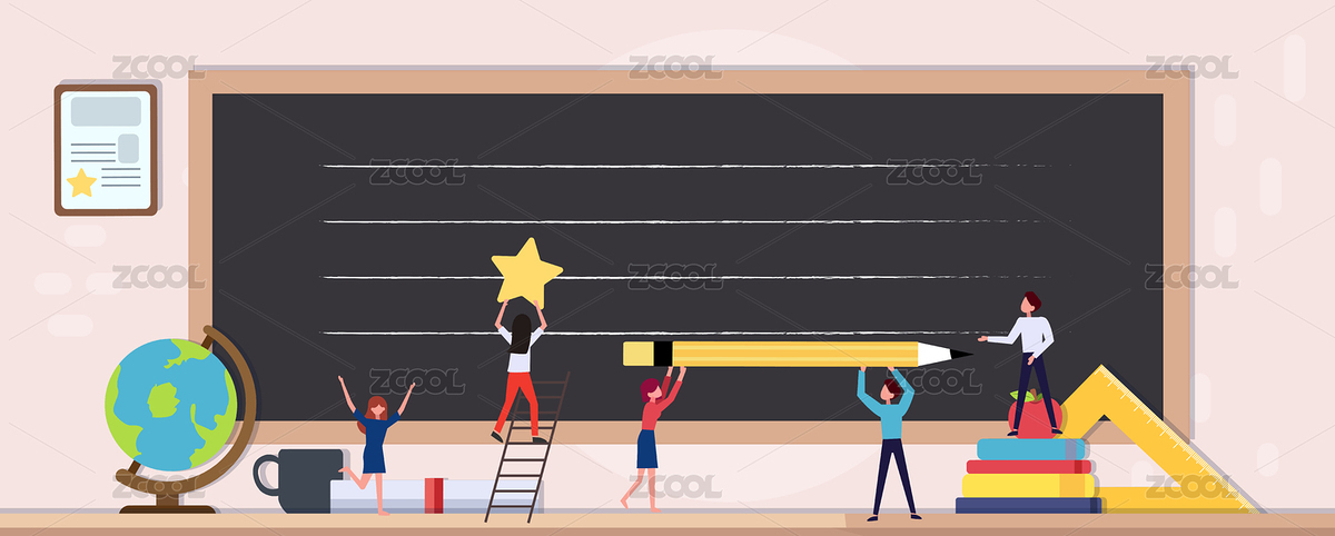 許多小人在桌面上的黑板格尺書本地球儀前面（主預(yù)覽-2042650） - 未分類 - 站酷設(shè)計師Anniebugu原創(chuàng)素材 - 站酷ZCOOL