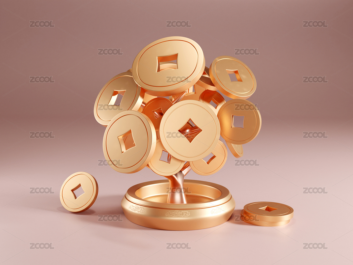 金色立體古銅幣聚寶盆招財(cái)樹（主預(yù)覽-7437959） - 未分類 - 站酷設(shè)計(jì)師imve原創(chuàng)素材 - 站酷ZCOOL