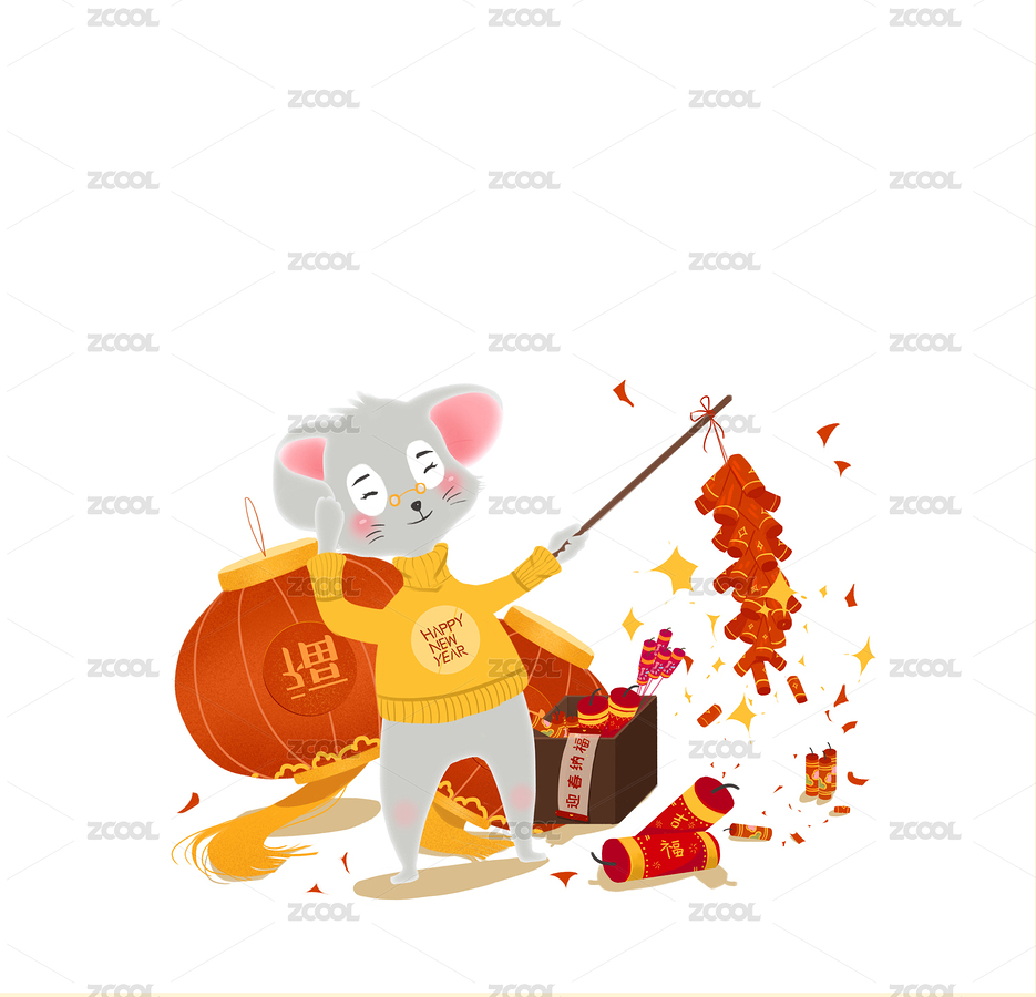 捂耳朵點(diǎn)炮竹的擬人老鼠 年俗插畫（主預(yù)覽-5021474） - 未分類 - 站酷設(shè)計(jì)師早蘇oliver原創(chuàng)素材 - 站酷ZCOOL