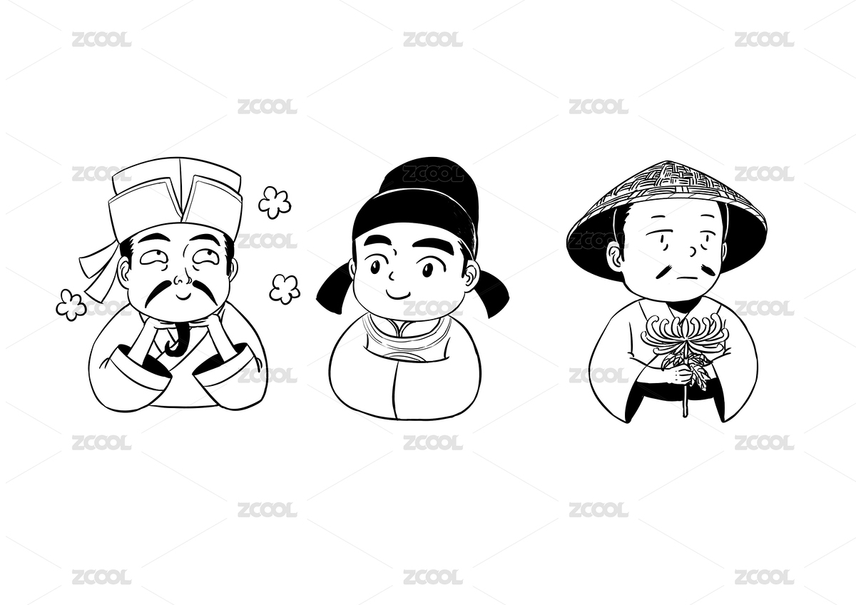 古代卡通人物陶淵明辛棄疾蘇軾（主預(yù)覽-7088149） - 未分類 - 站酷設(shè)計(jì)師XIAWEI_原創(chuàng)素材 - 站酷ZCOOL